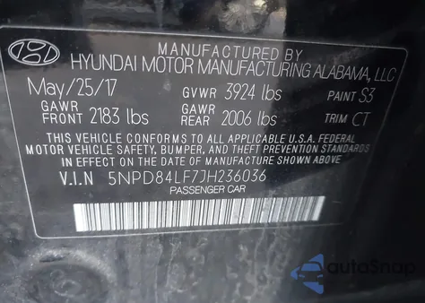 2018 Hyundai Elantra Sel from USA, damaged, VIN 5NPD84LF7JH236036